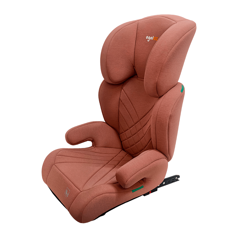 OG301 med Isofix bilsete, gruppe 2 3 bilsete, booster sammenleggbar, rosa med preging