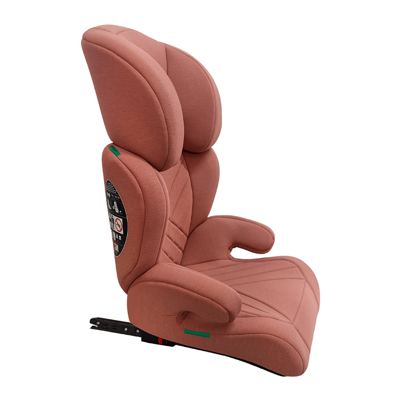 OG301 med Isofix bilsete, gruppe 2 3 bilsete, booster sammenleggbar, rosa med preging